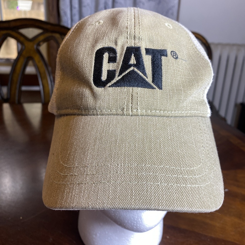 Cat Caterpillar Hat L‎ Embroidered Trucker Mesh Snapback Cap khaki Camo Bill